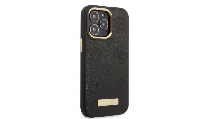 Guess GUHMP13LSAPSTK iPhone 13 Pro / 13 6.1" must kõvakorpus Peony Logo Plate MagSafe