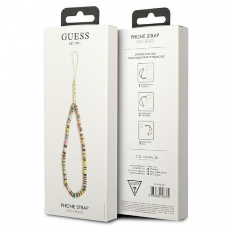 Guess Phone Strap GUSTPEAM multicolor Heishi Beads