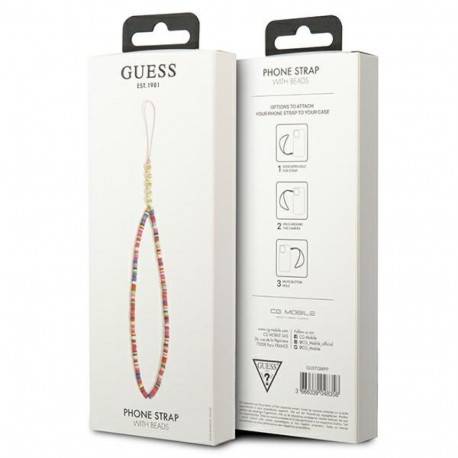 Guess Phone Strap GUSTGMPP multicolor pink Heishi Beads