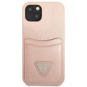 Guess GUHCP13SPSATPP iPhone 13 mini 5.4" pink hardcase SaffianoTriangle Logo Cardslot