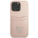 Guess GUHCP13LPSATPP iPhone 13 Pro / 13 6.1" pink hardcase SaffianoTriangle Logo Cardslot