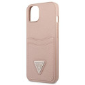 Guess GUHCP13MPSATPP iPhone 13 / 14 / 15 6.1" pink/pink hardcase SaffianoTriangle Logo Cardslot