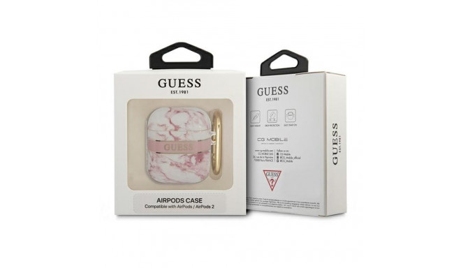 Guess GUA2HCHMAP AirPods 1/2 cover pink/pink Marble Strap Collection