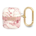 Guess GUA2HCHMAP AirPods 1/2 cover pink/pink Marble Strap Collection