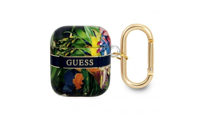 Guess GUA2HHFLB AirPods 1/2 cover blue/blue Flower Strap Collection