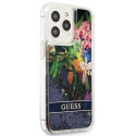 Guess GUHCP13LLFLSB iPhone 13 Pro / 13 6.1" blue/blue hardcase Flower Liquid Glitter