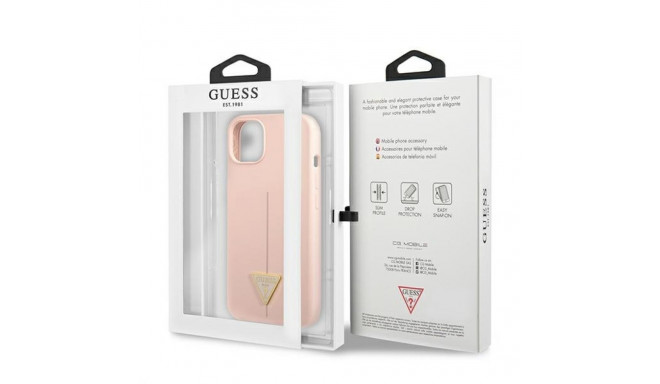 Guess GUHCP13SSLTGP iPhone 13 mini 5.4" roosa silikoonist kõvakorpus kolmnurk