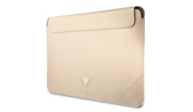 Guess Sleeve GUCS16PSATLE 16" beige Saffiano Triangle Logo