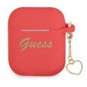 Guess GUA2LSCHSR AirPods 1/2 cover red/red Silicone Charm Heart Collection