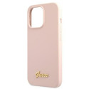 Guess GUHMP13XLSLMGLP iPhone 13 Pro Max 6.7" light pink/light pink hardcase Silicone Script Gold Log