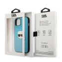 Karl Lagerfeld KLHCP13SPKMB iPhone 13 mini 5.4" blue/blue hardcase Leather Ikonik Karl`s Head Metal