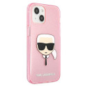 Karl Lagerfeld KLHCP13SKHTUGLP iPhone 13 mini 5.4" pink hardcase Glitter Karl`s Head