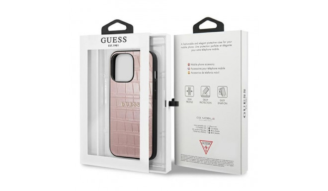 Guess GUHCP13LPCRBPI iPhone 13 Pro / 13 6.1" pink Croco Strap Collection