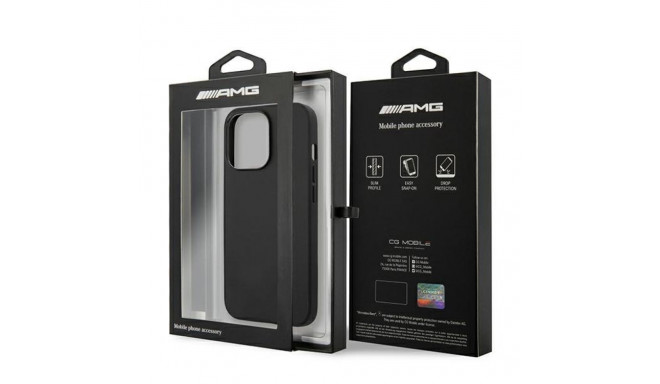 AMG AMHCP13LDOLBK iPhone 13 Pro / 136.1" must/must kõvakaaneline nahast kuumpressitud