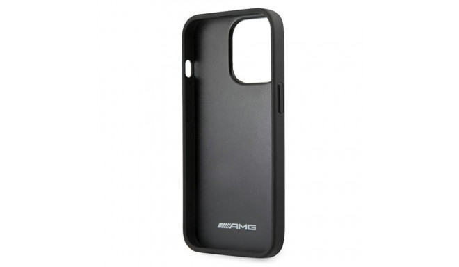 AMG AMHCP13LGSEBK iPhone 13 Pro / 13 6.1" must kõvakaaneline nahast ümbris pressitud joontega