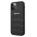 AMG AMHCP12LGSEBK iPhone 12 Pro Max 6.7" black/black hardcase Leather Debossed Lines