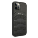 AMG AMHCP12LGSEBK iPhone 12 Pro Max 6.7" black/black hardcase Leather Debossed Lines