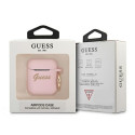 Guess GUA2SSSI AirPods 1/2 cover pink/pink Silicone Vintage Script