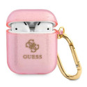 Guess GUA2UCG4GP AirPods 1/2 cover pink/pink Glitter Collection