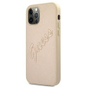 Guess GUHCP12LRSAVSLG iPhone 12 Pro Max 6.7" gold/gold hardcase Saffiano Vintage Script