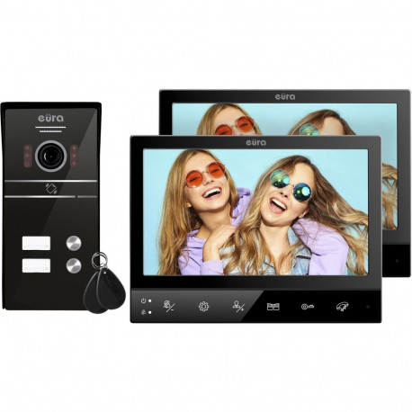 VIDEO DOORBELL EURA VDP-80C5 2-family, black