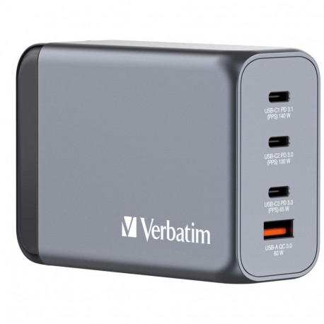 Verbatim GNC-240 GaN laadija 4-portiline 240W USB A/C (EU/UK/US)