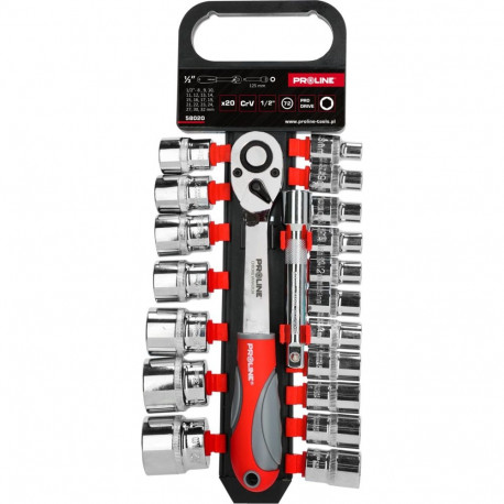Zestaw 20 tk nasadikeid, crv, 1/2", 8-32mm, pikendus, proline