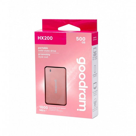 SSD-ketas HX200 500GB USB-C+A 1500/900MB/s roosakuldne