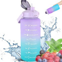 Water bottle with a straw with a motivational measuring 2L RC-K-992 purple blue