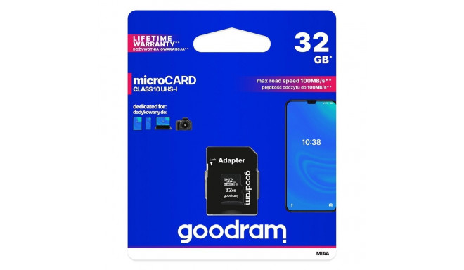 GOODRAM memory card microSD 32GB 100MB/s class 10 UHS I with adapter SD