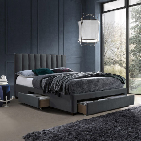 Bed GRACE with mattress HARMONY TOP 160x200cm, dark grey
