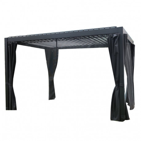 Gazebo MIRADOR-111 3x3m with curtains, dark grey