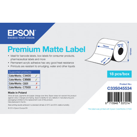 Sildiprinter Epson C33S045534 Valge