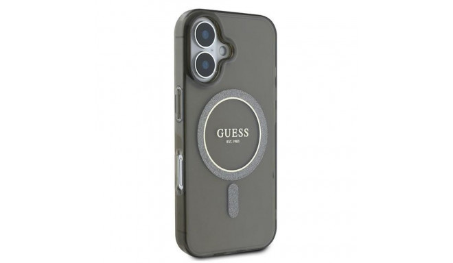 Guess GUHMP16SHFGEREK iPhone 16 6.1" black hardcase IML Glitter Circle MagSafe