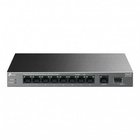 TP-LINK võrgulüliti LS1210GP, 10-pordiline Gigabit, 8-pordiline PoE+, haldamata, lauapealne