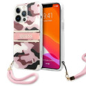 Guess GUHCP13LKCABPI iPhone 13 Pro / 13 6.1" pink hardcase Camo Strap Collection