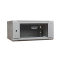 Wall-mounted network cabinet 19" 4U rack 600x450, door glass, gray, not folded, not folded, 60kg