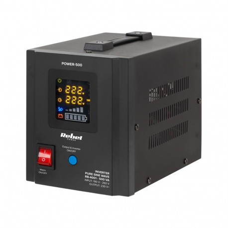Rebel katkematu toiteallikas POWER-500 puhta siinuslainega muundur ja laadimisfunktsiooniga 12V 230V