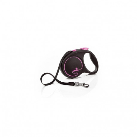 Walking leash Black Design, size M, Ribbon, 5m, pink, Flexi