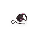 Walking leash Black Design, size M, Ribbon, 5m, pink, Flexi