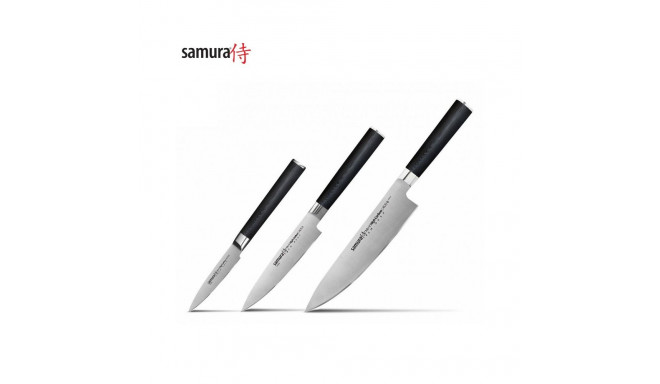 Samura MO-V Set of 3pcs. knives Paring 90mm / Utility 125mm / Chef's 200mm from AUS 8 Japanese steel