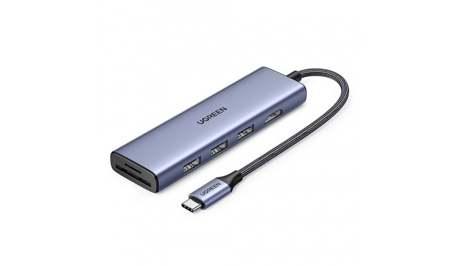 HUB Ugreen CM511 20956A 6in1 USB-C - HDMI / 3x USB-A 3.0 / SD/TF card reader - gray
