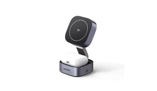 Ugreen W702 3in1 inductive charger with MagSafe / Qi2 and USB-C port for phone / headphones - black