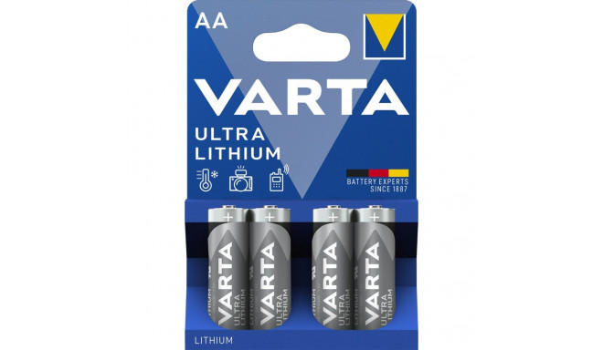 Varta Lithium Ultra -litiumparisto, 4 kpl AA (LR6) paristoa