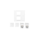 WALL SOCKET 2X RJ45 45X45 + KEYSTONE 2X CAT.6 UTP WHITE LANBERG