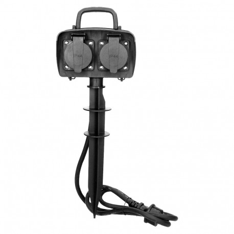 Gniazdo ogrodowe 2x2P+Z, 3680W, IP44, przewód 1,5m H07RN-F 3x1,5mm-
