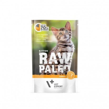 VETEXPERT Raw Paleo Kitten kalkuniga märgtoit kassipoegadele 100 g