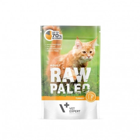 VETEXPERT Raw Paleo täiskasvanud kasside kalkuniliha märgtoit 100 g