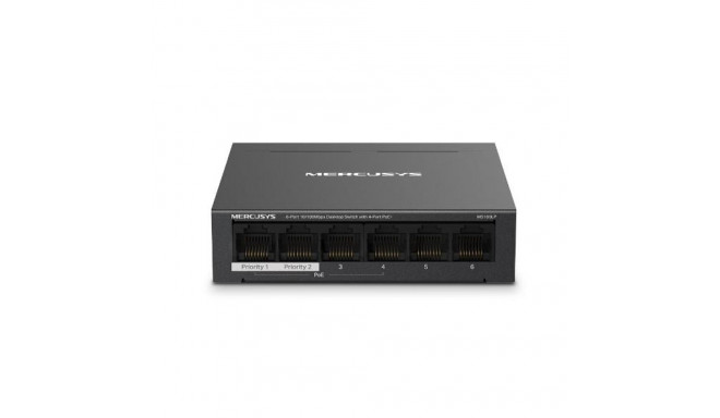 Switch|MERCUSYS|MS106LP|Desktop/pedestal|6x10Base-T / 100Base-TX|PoE+ ports 4|MS106LP