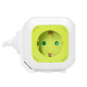 Przedłużacz Kostka 4-krotny(Schuko) z ładowarką 2xUSB 1,4m limonkowy